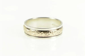 Sterling Silver 6.2mm Floral 14k Gold Filled Two Tone Wedding Band Ring