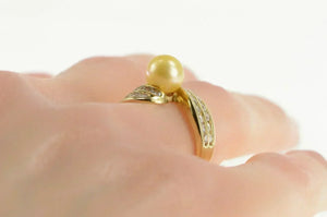 14K 0.90 Ctw Gold Pearl Diamond Engagement Ring Yellow Gold