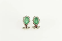 Load image into Gallery viewer, 14K 2.00 Ctw Natural Emerald Diamond Halo Earrings White Gold