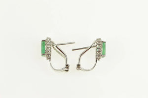 14K 2.00 Ctw Natural Emerald Diamond Halo Earrings White Gold