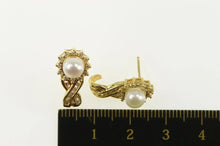 Load image into Gallery viewer, 14K Pearl Diamond Halo Classic Statement Earrings Yellow Gold