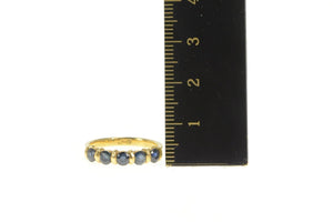 18K Five Stone Natural Sapphire Stackable Band Ring Yellow Gold