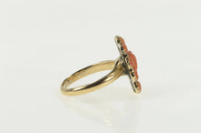 Load image into Gallery viewer, 14K Ornate Victorian Carved Coral Halo Cocktail Ring Yellow Gold