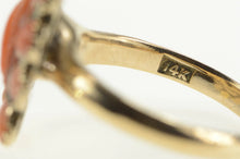 Load image into Gallery viewer, 14K Ornate Victorian Carved Coral Halo Cocktail Ring Yellow Gold