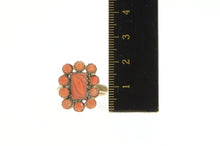 Load image into Gallery viewer, 14K Ornate Victorian Carved Coral Halo Cocktail Ring Yellow Gold