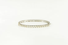 Load image into Gallery viewer, 14K Pearl Ornate Scroll Embossed Oval Bangle Bracelet 6.75&quot; White Gold