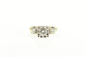 14K 1.00 Ctw Diamond Three Stone Engagement Ring Yellow Gold