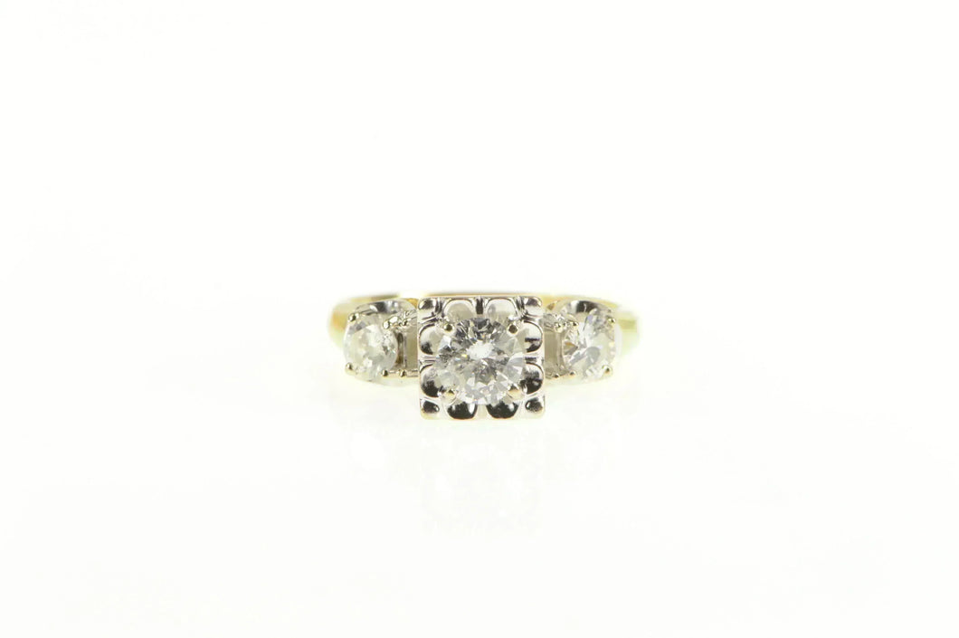 14K 1.00 Ctw Diamond Three Stone Engagement Ring Yellow Gold