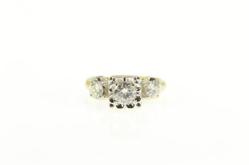 14K 1.00 Ctw Diamond Three Stone Engagement Ring Yellow Gold