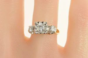 14K 1.00 Ctw Diamond Three Stone Engagement Ring Yellow Gold