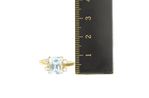 14K 2.57 Ctw Aquamarine Diamond Accent Statement Ring Yellow Gold