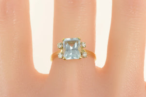 14K 2.57 Ctw Aquamarine Diamond Accent Statement Ring Yellow Gold