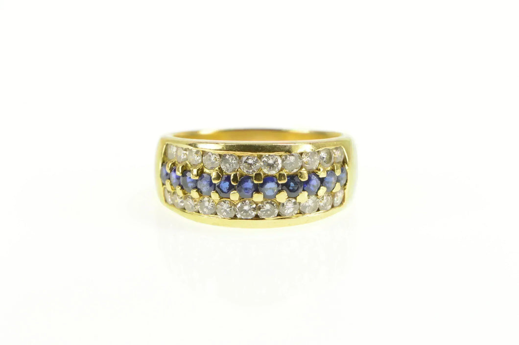 18K 1.88 Ctw Sapphire Diamond Statement Band Ring Yellow Gold