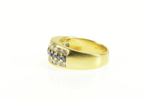 18K 1.88 Ctw Sapphire Diamond Statement Band Ring Yellow Gold