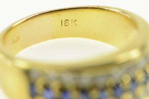 18K 1.88 Ctw Sapphire Diamond Statement Band Ring Yellow Gold