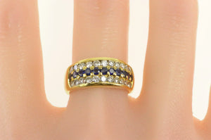 18K 1.88 Ctw Sapphire Diamond Statement Band Ring Yellow Gold