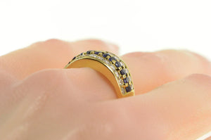 18K 1.88 Ctw Sapphire Diamond Statement Band Ring Yellow Gold