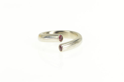 Palladium 0.36 Ctw Natural Ruby Inset Wrap Design Ring