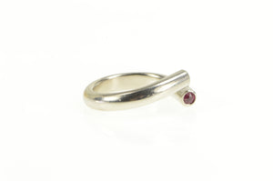 Palladium 0.36 Ctw Natural Ruby Inset Wrap Design Ring