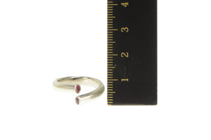 Palladium 0.36 Ctw Natural Ruby Inset Wrap Design Ring
