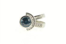 Load image into Gallery viewer, Palladium 4.18 Ctw Blue Zircon Diamond Geometric Ring