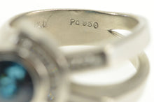 Load image into Gallery viewer, Palladium 4.18 Ctw Blue Zircon Diamond Geometric Ring