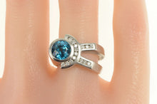Load image into Gallery viewer, Palladium 4.18 Ctw Blue Zircon Diamond Geometric Ring