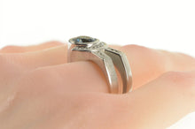 Load image into Gallery viewer, Palladium 4.18 Ctw Blue Zircon Diamond Geometric Ring