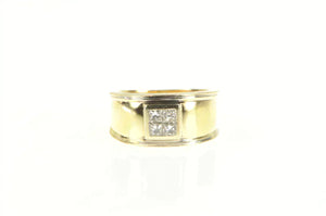 14K 0.40 Ctw Princess Cluster Squared Band Ring Yellow Gold
