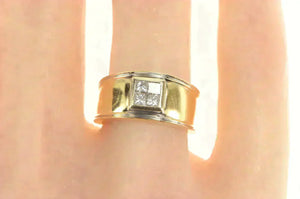 14K 0.40 Ctw Princess Cluster Squared Band Ring Yellow Gold