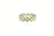 Load image into Gallery viewer, 18K Green Sapphire Eternity Honeycomb Band Ring White Gold