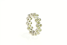 Load image into Gallery viewer, 18K Green Sapphire Eternity Honeycomb Band Ring White Gold