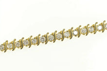Load image into Gallery viewer, 14K 6.50 Ctw Diamond Scroll Wavy Curvy Tennis Bracelet 7&quot; Yellow Gold
