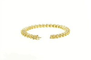 14K 6.50 Ctw Diamond Scroll Wavy Curvy Tennis Bracelet 7" Yellow Gold