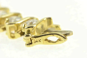 14K 6.50 Ctw Diamond Scroll Wavy Curvy Tennis Bracelet 7" Yellow Gold