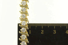 Load image into Gallery viewer, 14K 6.50 Ctw Diamond Scroll Wavy Curvy Tennis Bracelet 7&quot; Yellow Gold