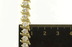 14K 6.50 Ctw Diamond Scroll Wavy Curvy Tennis Bracelet 7" Yellow Gold