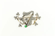 Load image into Gallery viewer, 14K 1.80 Ctw Diamond Emerald Clover Blossom Pin/Brooch Yellow Gold