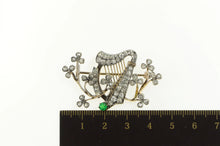 Load image into Gallery viewer, 14K 1.80 Ctw Diamond Emerald Clover Blossom Pin/Brooch Yellow Gold