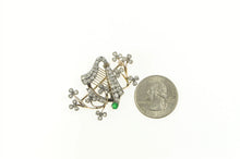 Load image into Gallery viewer, 14K 1.80 Ctw Diamond Emerald Clover Blossom Pin/Brooch Yellow Gold