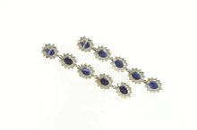 Load image into Gallery viewer, 14K 3.75 Ctw Sapphire Diamond Halo Dangle Earrings White Gold