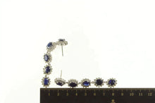 Load image into Gallery viewer, 14K 3.75 Ctw Sapphire Diamond Halo Dangle Earrings White Gold