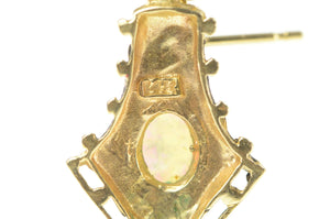 14K Natural Opal Elaborate Dangle Statement Earrings Yellow Gold