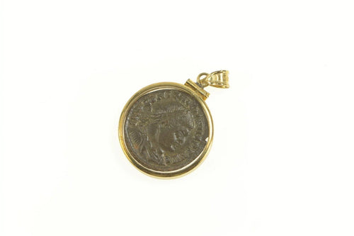 10K Ancient Roman Constantine I Encased Coin Pendant Yellow Gold
