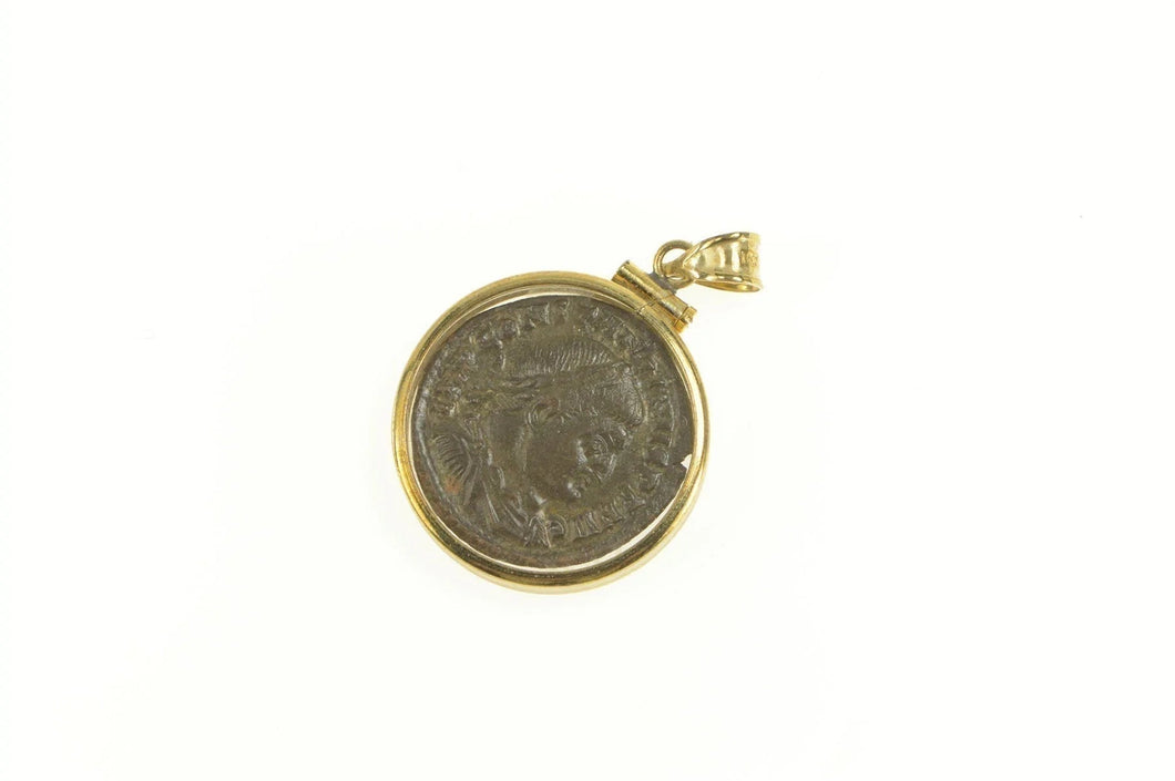 10K Ancient Roman Constantine I Encased Coin Pendant Yellow Gold