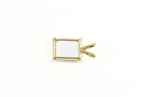 14K 3.50 Ct Natural Emerald Cut Aquamarine Pendant Yellow Gold