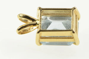 14K 3.50 Ct Natural Emerald Cut Aquamarine Pendant Yellow Gold