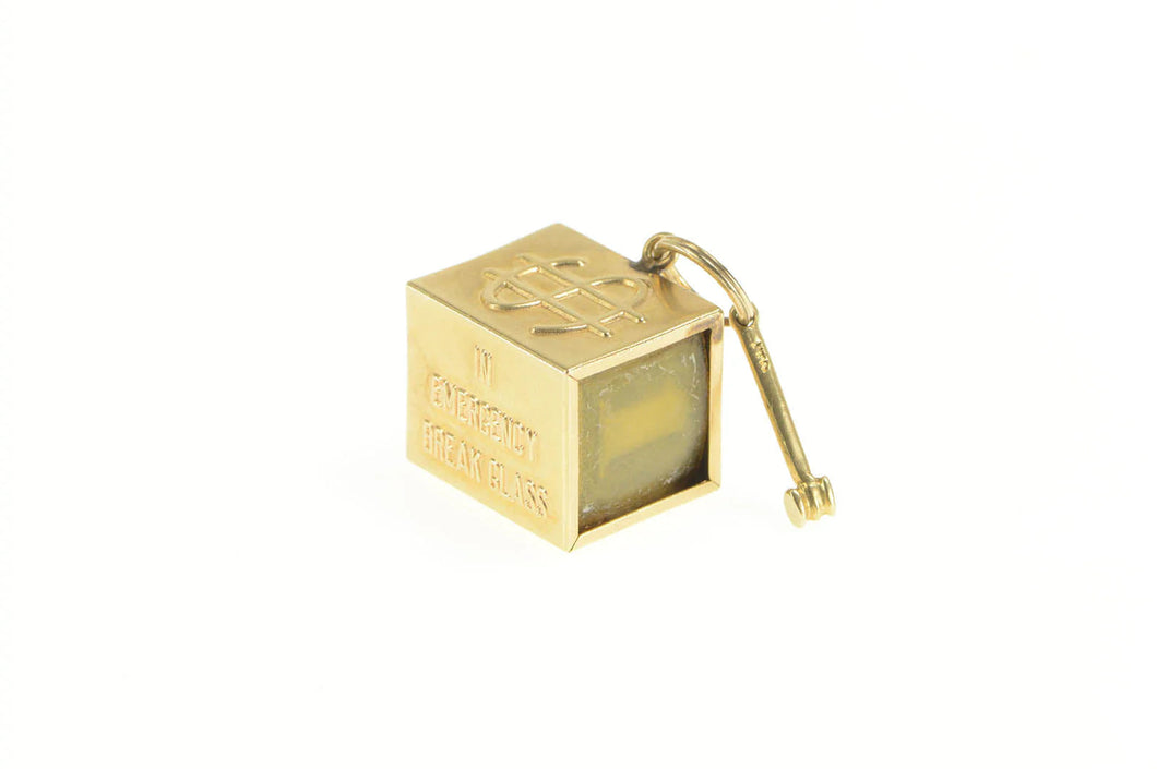 14K Emergency Money Cash Dollar Bill Hammer Charm/Pendant Yellow Gold