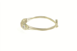 Silver Enamel Fish Design Child's Adjustable Bangle Bracelet 4.75-5.75"