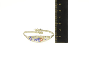 Silver Enamel Fish Design Child's Adjustable Bangle Bracelet 4.75-5.75"